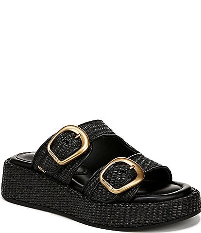 Sam Edelman Nerissa Raffia Buckle Detail Platform Sandals