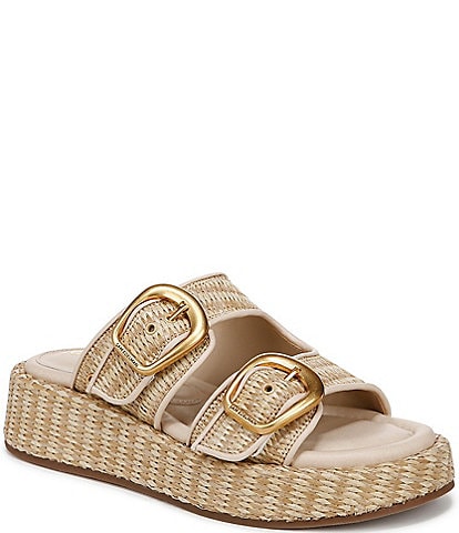 Sam Edelman Nerissa Raffia Buckle Detail Platform Sandals