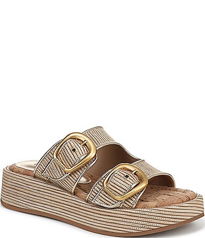 Sam Edelman Nerissa Raffia Buckle Detail Platform Sandals