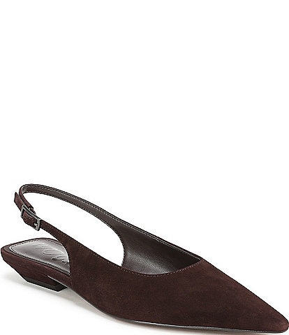 Sam Edelman Netty Suede Pointed Toe Kitten Heel Slingback Flats