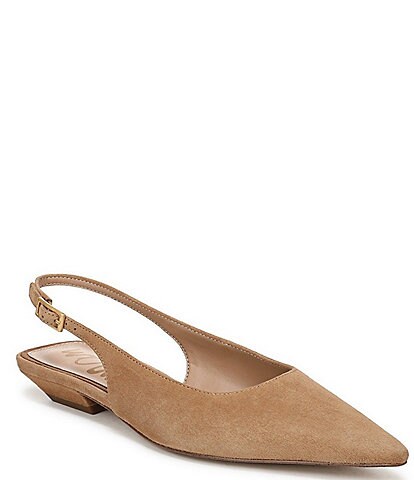 Sam Edelman Netty Suede Pointed Toe Kitten Heel Slingback Flats
