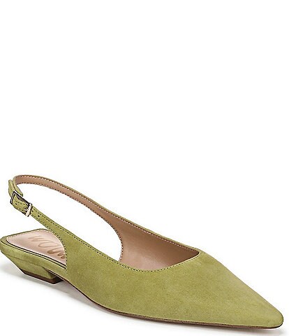 Sam Edelman Netty Suede Pointed Toe Kitten Heel Slingback Flats