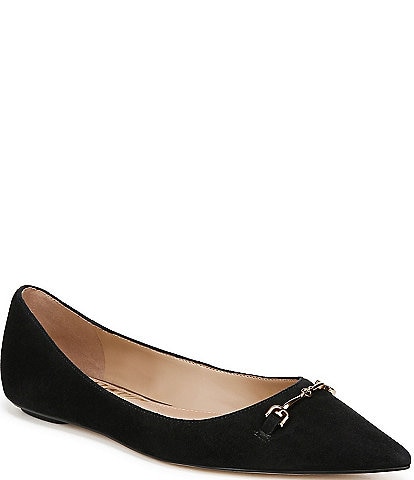 Sam Edelman Nori Suede Bit Buckle Pointed Toe Flats