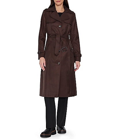 Sam Edelman Notch Collar Front Shield Single Breasted Trench Coat