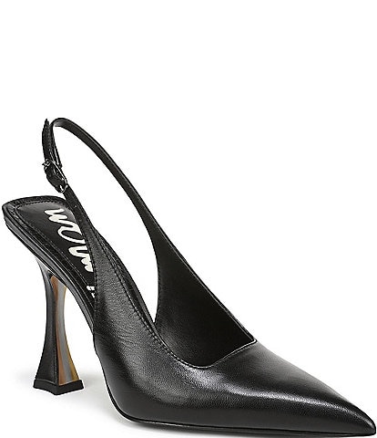Sam Edelman Odette Leather Slingback Flared Heel Pointed Toe Pumps