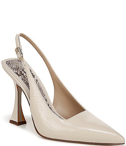 Sam Edelman Odette Leather Slingback Flared Heel Pointed Toe Pumps