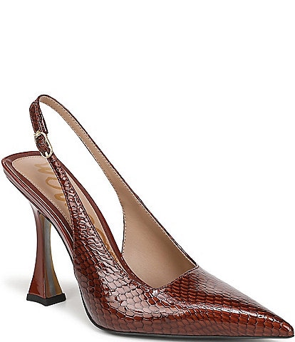 Sam Edelman Odette Patent Python Print Leather Slingback Pumps