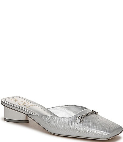 Sam Edelman Ollie Metallic Bit Buckle Square Toe Dress Mules