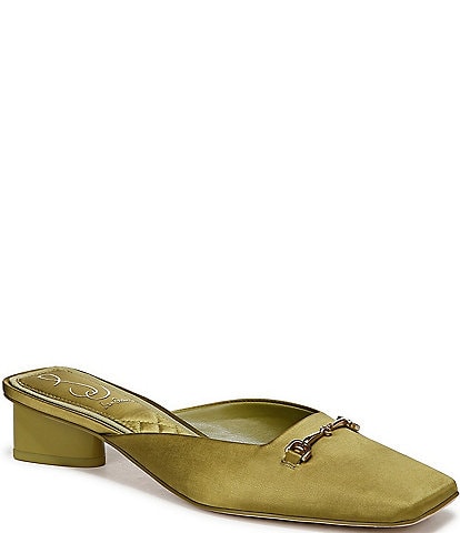 Sam Edelman Ollie Satin Bit Buckle Square Toe Dress Mules