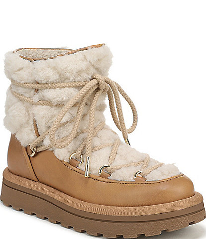 Sam Edelman Ovie Leather Faux Fur Lace Up Booties