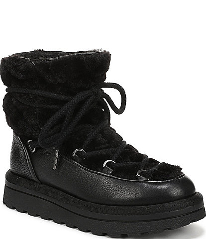 Sam Edelman Ovie Leather Faux Fur Lace Up Booties