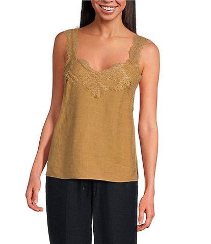 Sam Edelman Palmer Lace Front V Neckline Sleeveless Top