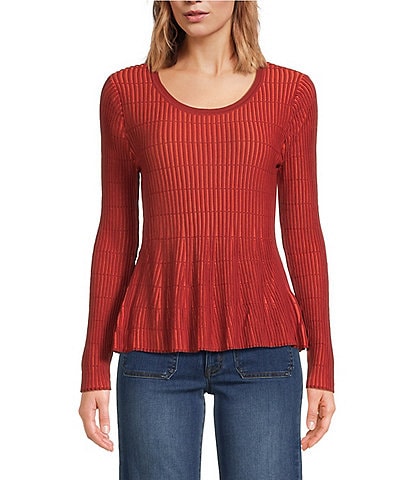 Sam Edelman Peplum Scoop Neck Long Sleeve Top