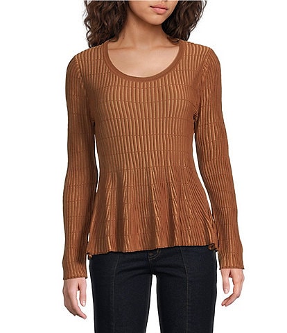 Sam Edelman Peplum Scoop Neck Long Sleeve Top