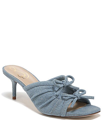 Sam Edelman Pia Denim Bow Detail Slide Sandals