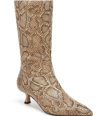 Sam Edelman Ramona Python Snake Print Leather Mid Dress Boots