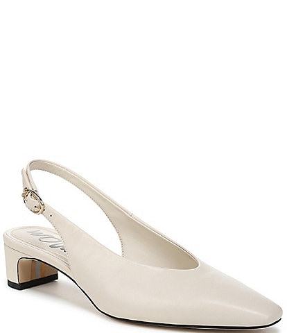 Sam Edelman Ronnie Leather Block Heel Square Toe Slingback Pumps