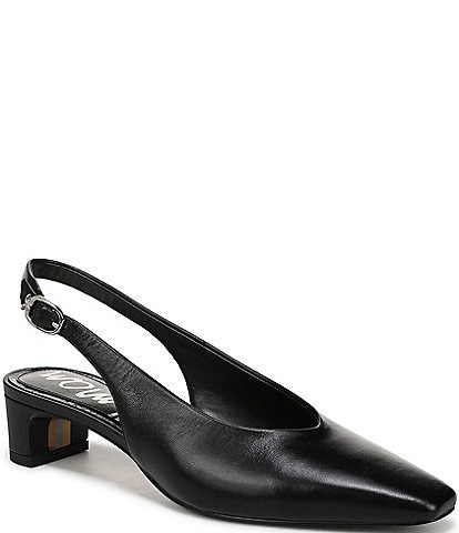 Sam Edelman Ronnie Leather Block Heel Square Toe Slingback Pumps