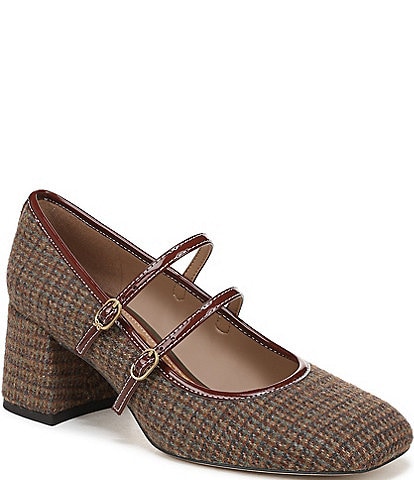 Sam Edelman Sarah Leopard Print Calf Hair Square Toe Mary Jane Dress Pumps