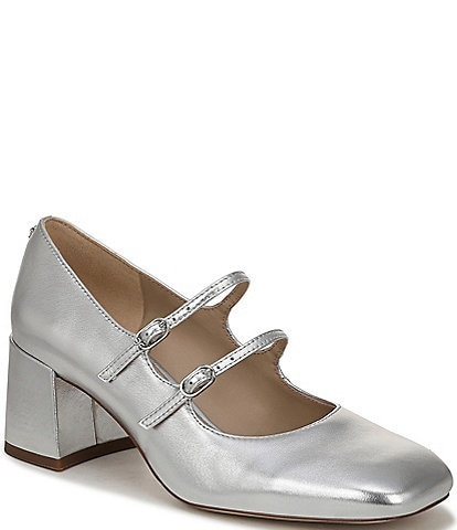 Sam Edelman Sarah Metallic Leather Square Toe Mary Jane Dress Pumps
