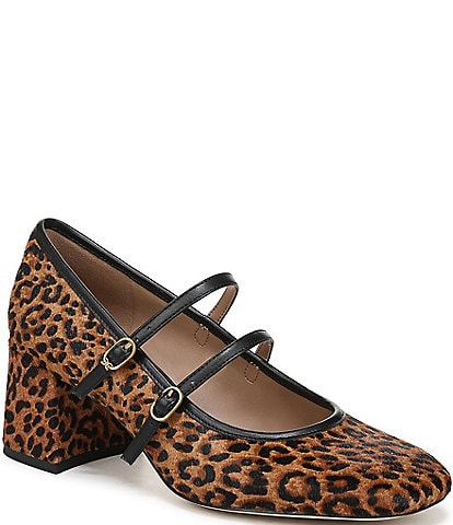 Sam Edelman Sarah Leopard Square Toe Mary Jane Dress Pumps