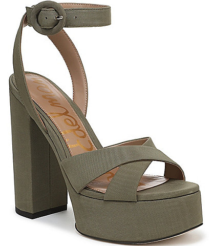 Sam Edelman Savannah Silk Fabric Ankle Strap Platform Dress Sandals