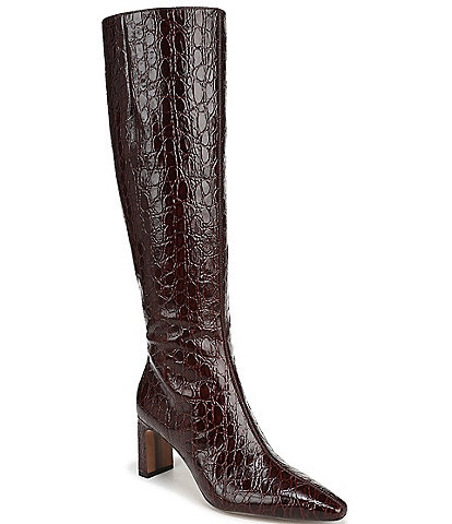 Sam Edelman Sylvia Crocodile Embossed Leather Tall Dress Boots
