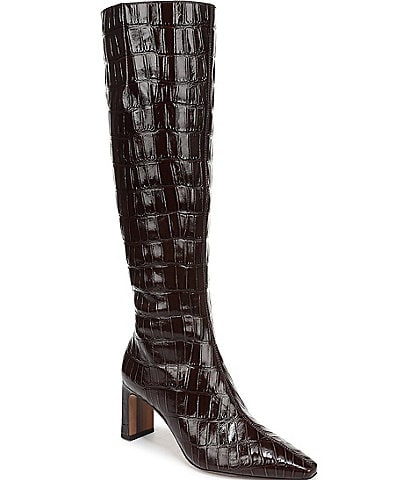 Sam Edelman Sylvia Crocodile Embossed Leather Tall Dress Boots