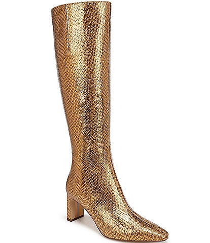 Sam Edelman Sylvia Snake Print Metallic Leather Tall Dress Boots