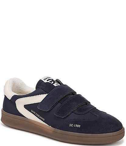 Sam Edelman Talia Gum Sole Fabric and Suede Dual Strap Street Sneakers