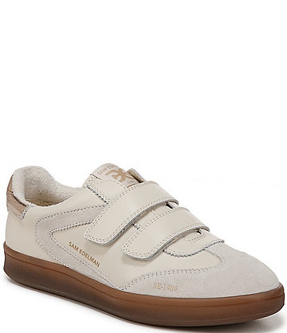 Sam Edelman Talia Gum Sole Leather and Suede Dual Strap Street Sneakers