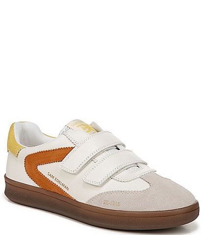 Sam Edelman Talia Gum Sole Leather and Suede Dual Strap Street Sneakers