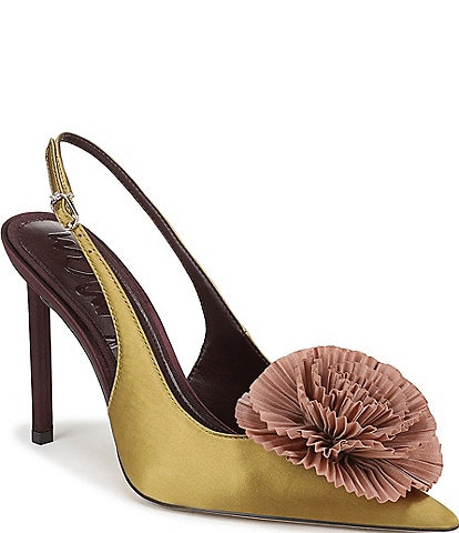 Sam Edelman Tegan Flore Satin Pointed Toe Slingback Pumps