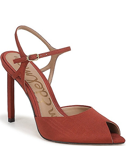 Sam Edelman Tinslie Moire Ankle Strap Pointed Peep Toe Pumps