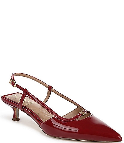 Sam Edelman Toni Patent Kitten Heel Slingback Logo Detailed Pumps