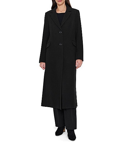 Sam Edelman Twill Wool Blend Notch Collar Button Front Maxi Blazer Coat