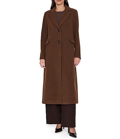 Sam Edelman Twill Wool Blend Notch Collar Button Front Maxi Blazer Coat