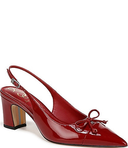 Sam Edelman Willette Patent Cap Toe Bow Detail Slingback Pumps