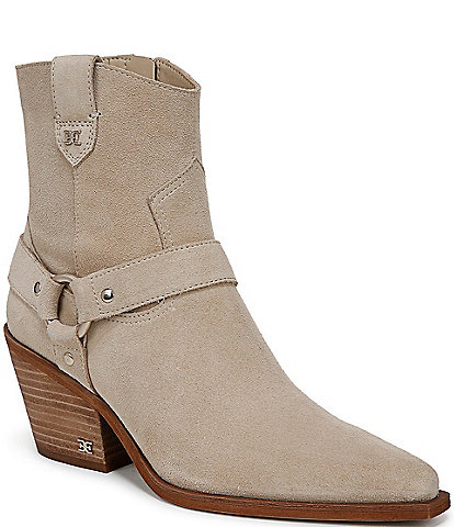 Sam Edelman Winston Suede Hardware Detail Western Inspired Booties