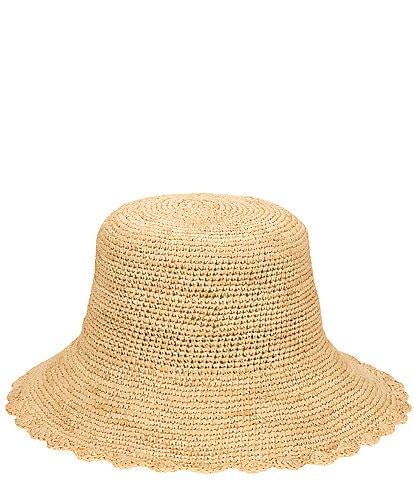 San Diego Hat Company Sand Dollar Hand Crochet Scalloped Brim Bucket Hat
