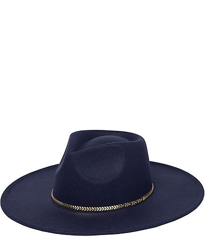 San Diego Hat Company Gold Chained Flat Brim Fedora Hat