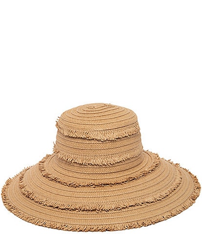 San Diego Hat Company Olas Fringe Raffia Wide Brim Sun Hat
