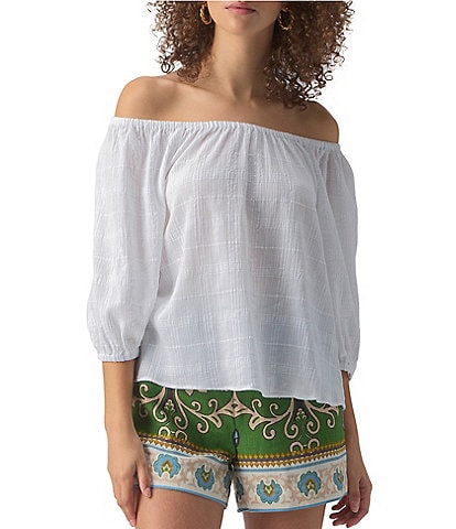 Sanctuary Beach To Bar Off-The-Shoulder 3/4 Sleeve Blouse