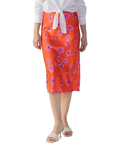 Sanctuary Can't Forget Me Floral Print Stretch Jersey High Waisted Shift Skirt