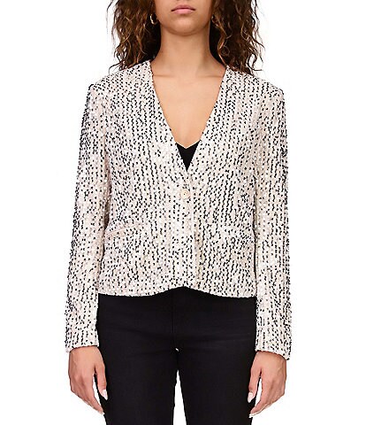 Sanctuary Charmed Sequin Front Button and Side Pocket Blazer
