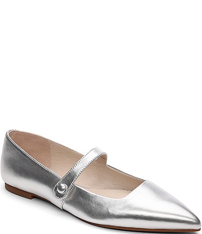 Sanctuary Clamour Metallic Leather Pointed Toe Mary Jane Flats