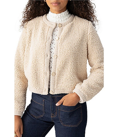 Sanctuary Cozy Sherpa Round Neck Long Sleeve Button Front Cardigan