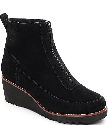 Sanctuary Ever Suede Front Zip Wedge Booties