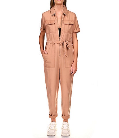 Sanctuary Explorer Point Collar Short Cuffed Sleeve Overall Utility Jumpsuit