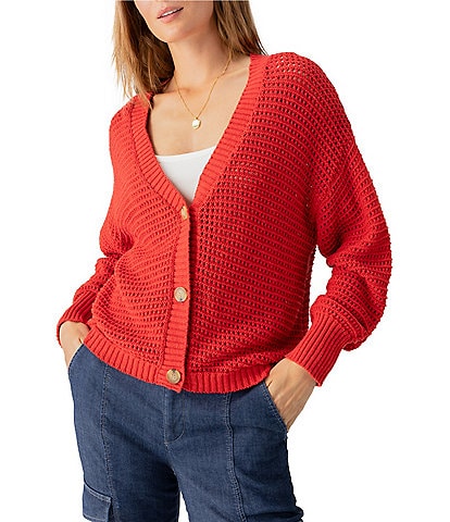 Sanctuary Falling For Fall Knit V Neck Long Sleeve Button Front Cardigan